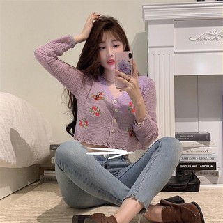 Áo len thêu hoa