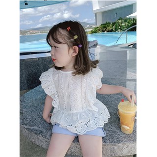 Áo sơ mi thô bèo phong cách Hàn Quốc cực xinh cho bé gái
