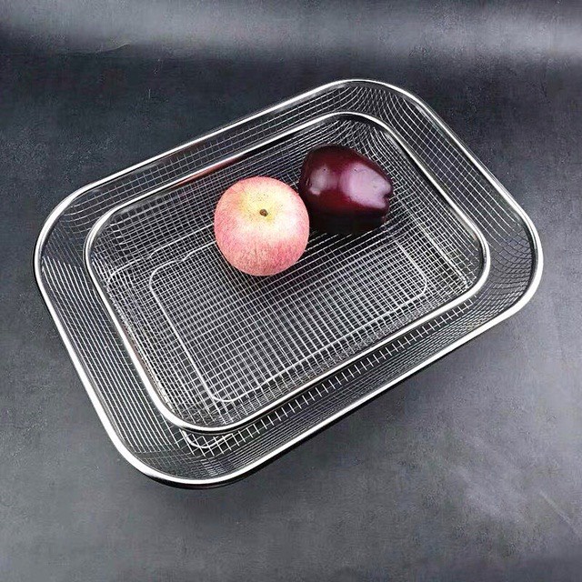 Rổ lưới hình chữ nhật đựng thức ăn chiên inox 304 sáng bóng cao cấp Tiện Lợi