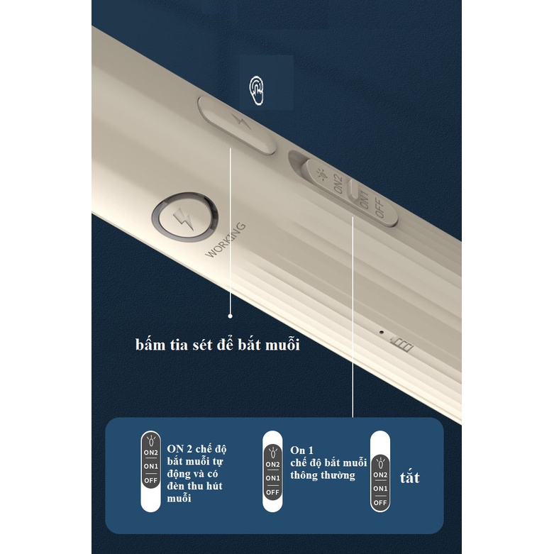 Vợt Muỗi kiêm Đèn Bắt Muỗi 2 trong 1 chế độ Auto bắt A240- Pin sạc cao cấp 1200 mah