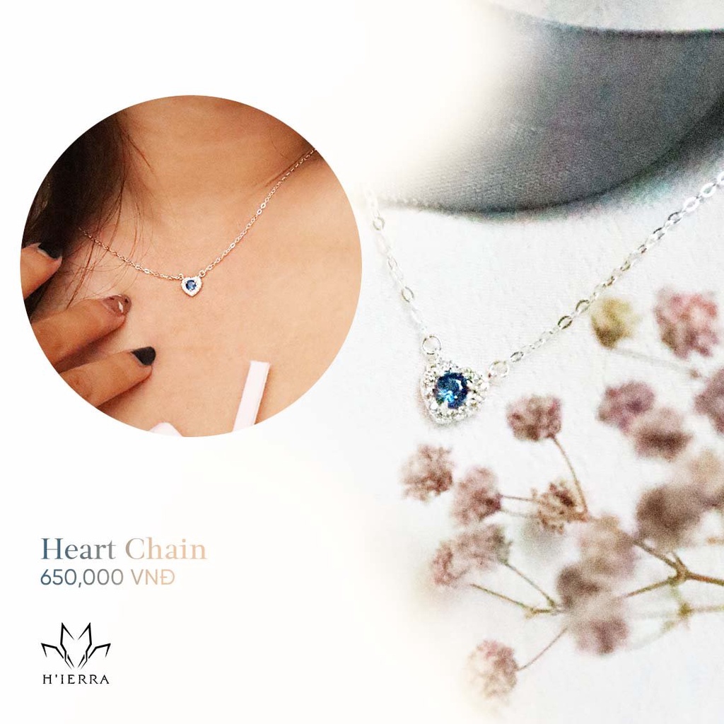 Dây chuyền bạc nữ H'ierra Heart Chain đính đá Moonstone/ Labradorite/ Garnet / Amethyst / Topaz