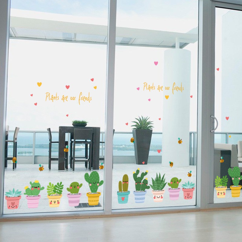 Tranh decal dán tường cây xương rồng siêu yêu - Tranh dán tường