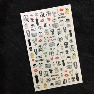 sticker dán móng tay họa tiết giầy dép quần áo