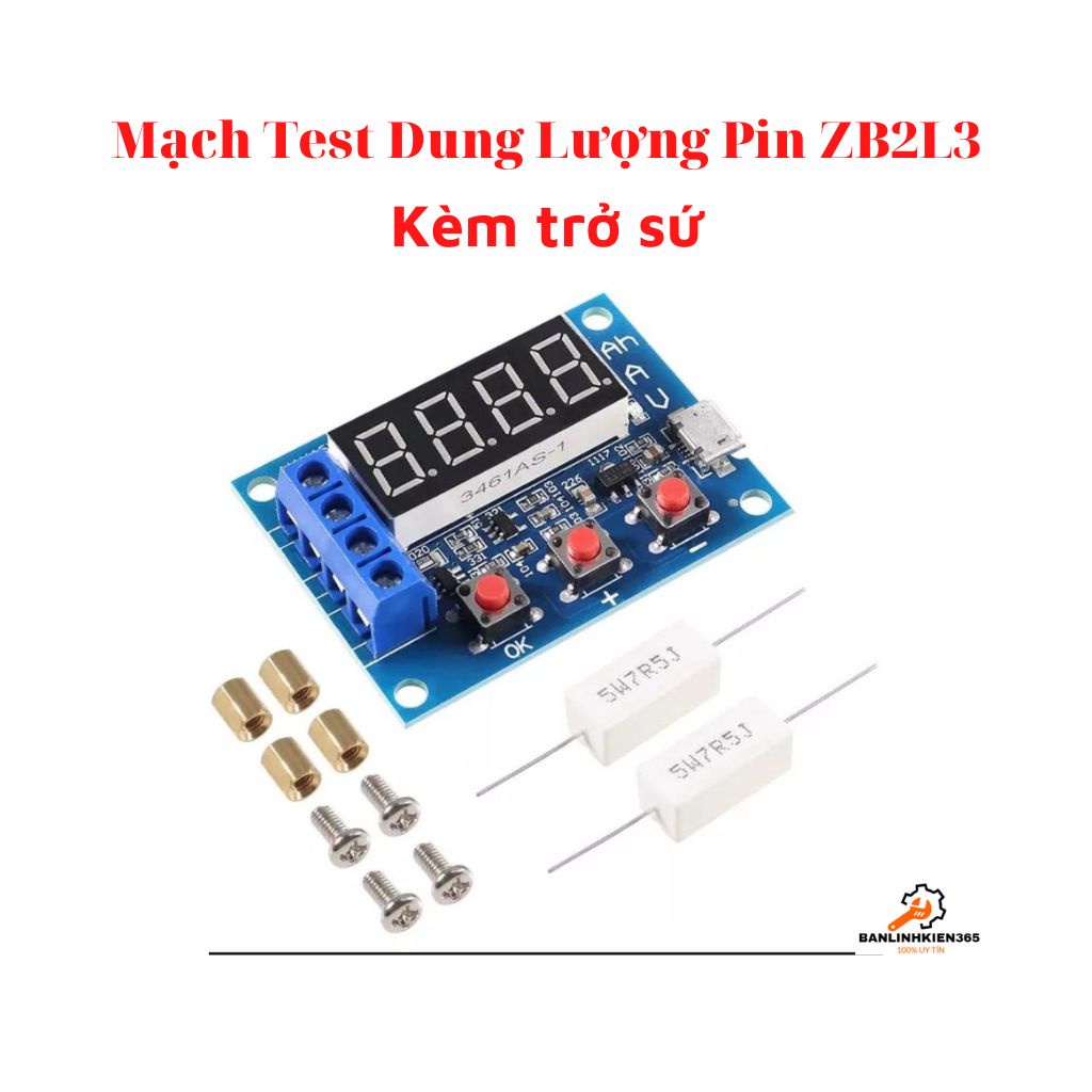 Mạch Test Dung Lượng Pin Lithium Li-on 18650 / 32650 Kèm Trở Sứ Công Suất   ZB2L3
