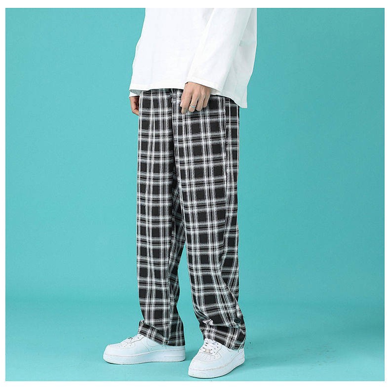  Km Pants Men's Loose All-Match Trendy Men's Casual Pants Men's Plaid Spring And Summer Thin Trendy Straight-Leg Trousers Sportswear summer suit short sleeve shirt suit casual suit trendy suit