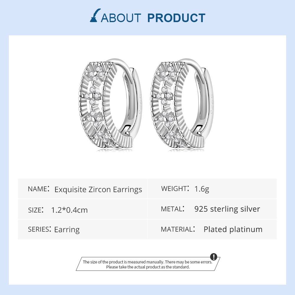 Bông tai BAMOER bạc 925 hình hoa đính đá zircon đẹp mắt thời trang