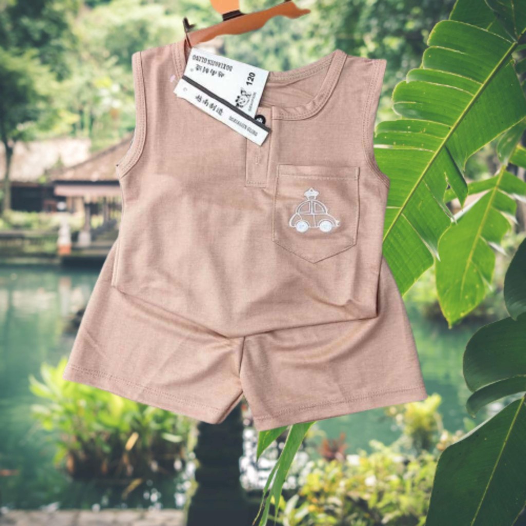 Bộ ba lỗ sát nách cho Bé LILA KIDS, Bộ ba lỗ túi In Ô Tô cho bé trai bé Gái Mặc Đều Xinh