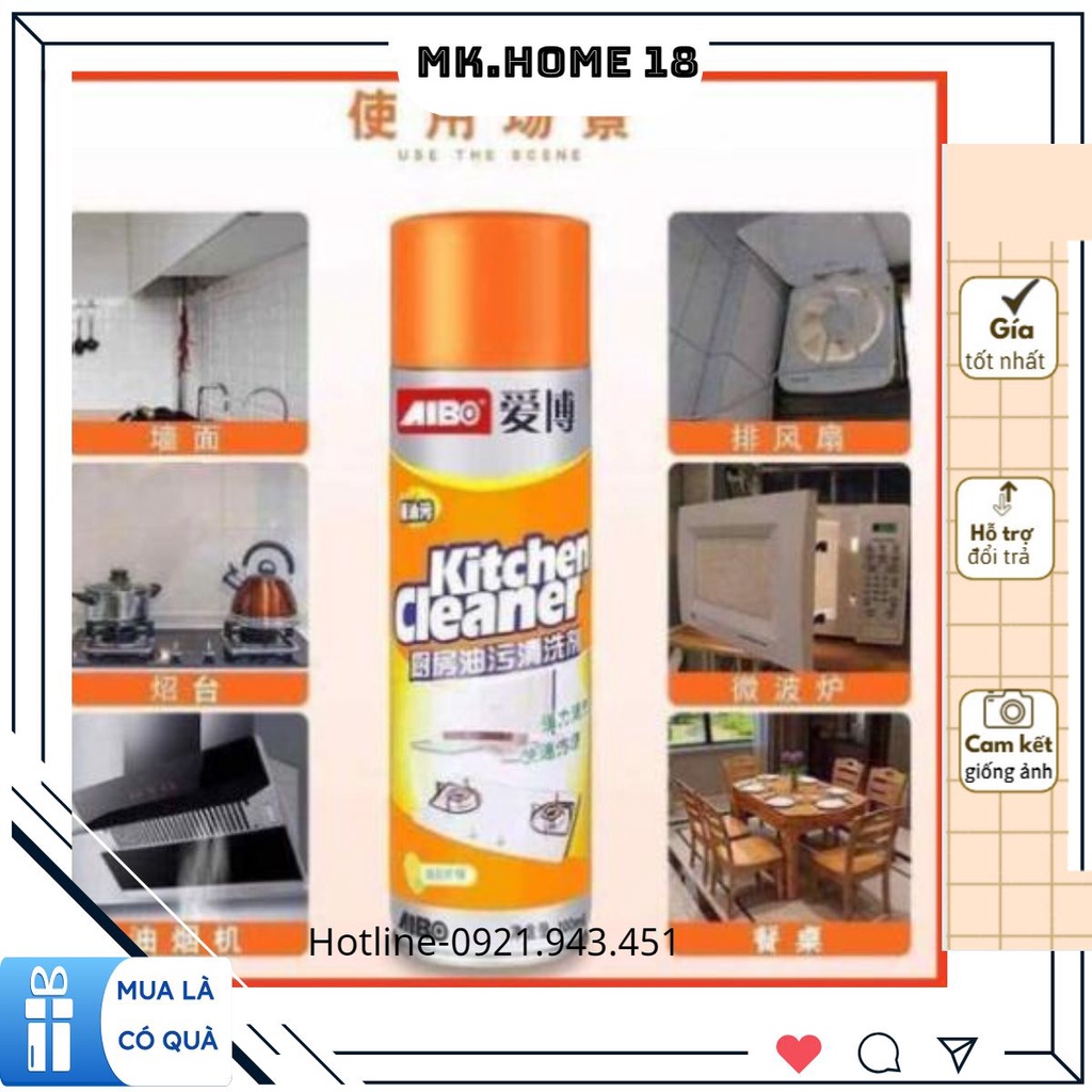 Chai xịt bọt tuyết tẩy rửa siêu sạch kitchen cleaner nhà bếp 500ml .