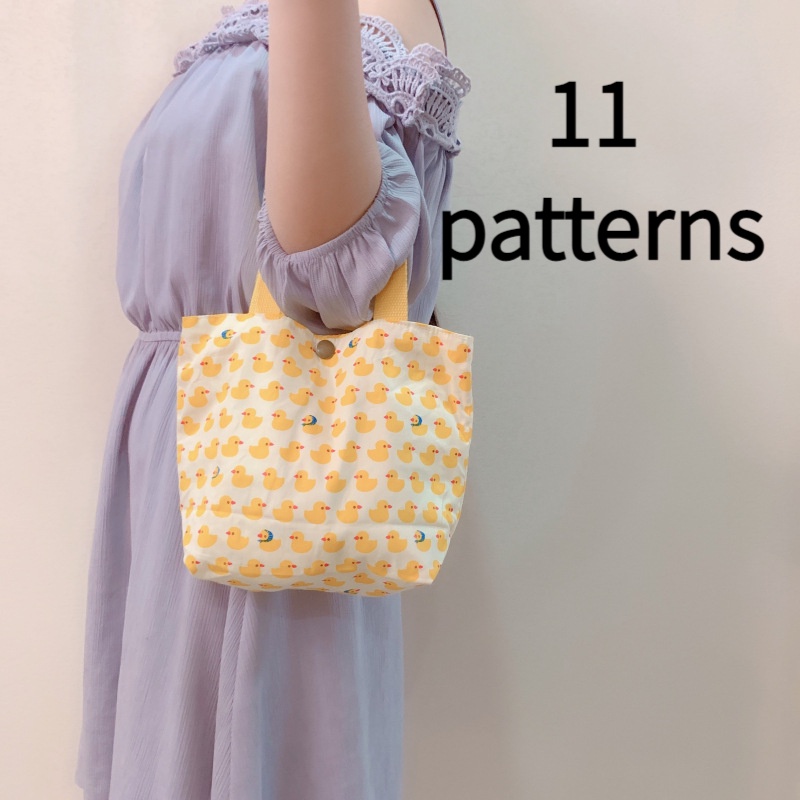 Túi Xách Canvas Hai Mặt Mini Họa Tiết Hoa Dễ Thương Phong Cách Hàn Quốc Cho Nữ
