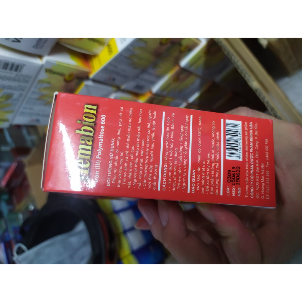 Hemabion bổ sung sắt, trẻ chậm lớn, hoa mắt chóng mặt do thiếu sắt, giúp cho quá trình tạo máu tốt hớn