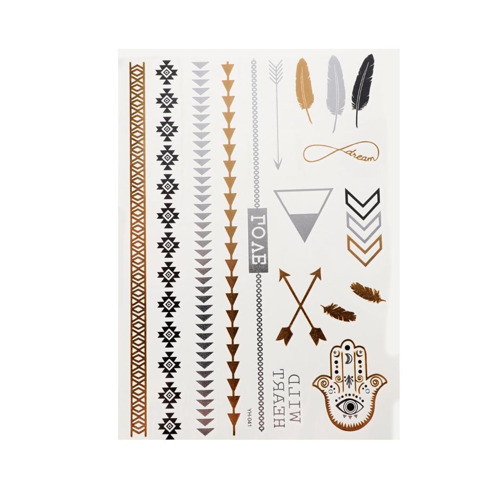 BSUNS Hình Xăm Dán Tạm Thời Không Độc Hại Chống Thấm Nước Họa Tiết Lông Vũ / Lá