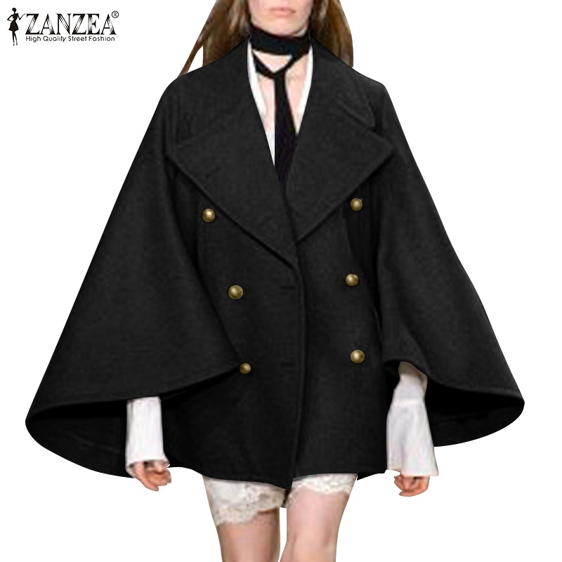 Áo choàng ZANZEA hai hàng nút phía trước thời trang mùa đông trang trọng cho nữ