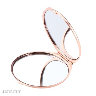 [Dolity] Gương di động Gương Mini tròn hai mặt cầm tay Vàng