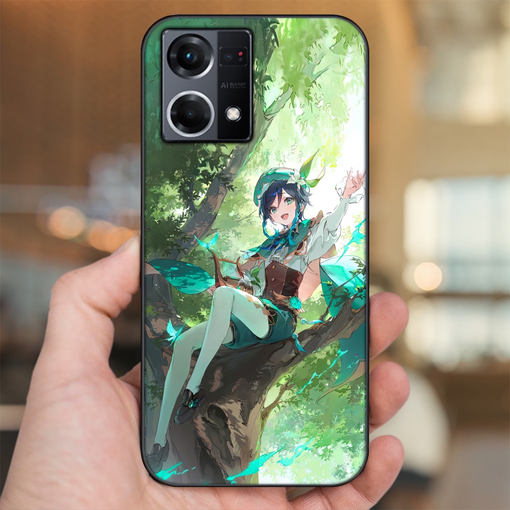 Ốp lưng Oppo Reno 8 4G viền đen in hình Venti Genshin Impact