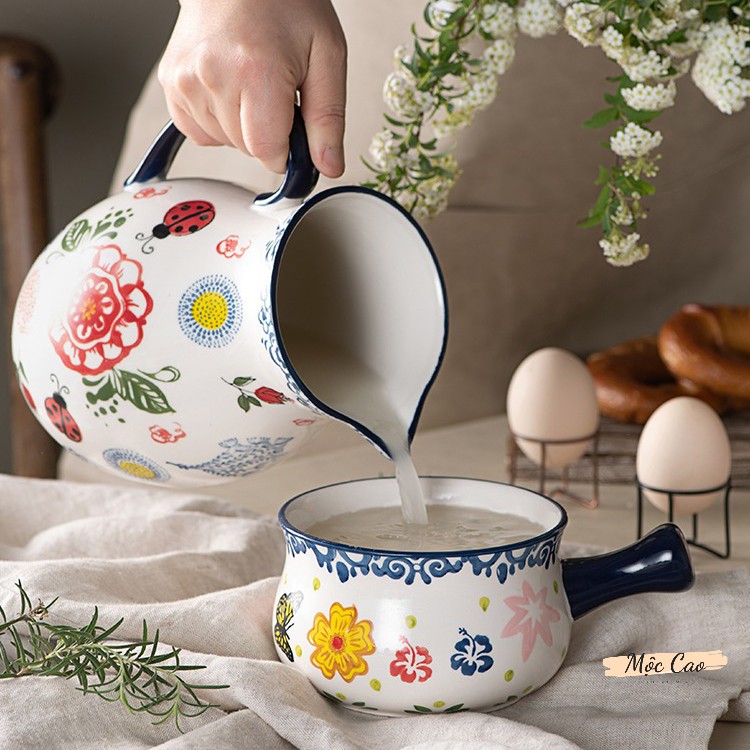 Bình trà, bình rót sữa đa năng 950ml phong cách vintage - Lọ hoa decor phụ kiện bàn ăn tiện dụng