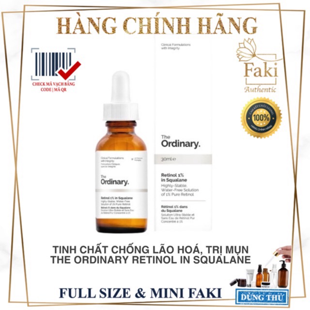[Bill Hãng] The Ordinary Retinol 0,2 - 1% in Squalance 30ml - Tinh chất giảm mụn, chống lão hoá - Ordinary retinol | BigBuy360 - bigbuy360.vn