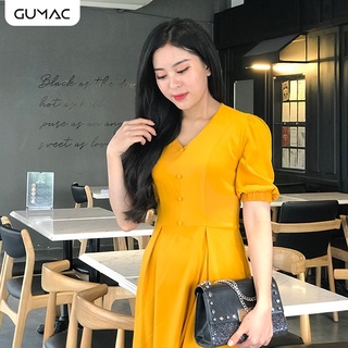 Đầm cổ V tay thun GUMAC DA416_VANG