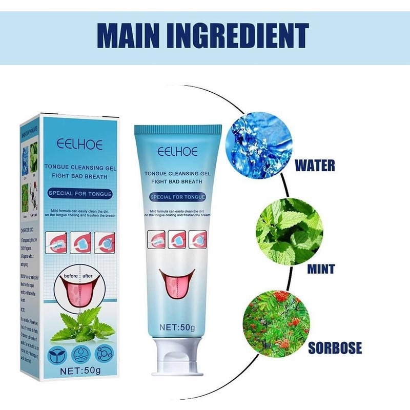 Bộ Gel Làm Sạch Lưỡi EELHOE Kèm Cọ Silicone Làm Sạch Lưỡi Chăm Sóc Răng Miệng