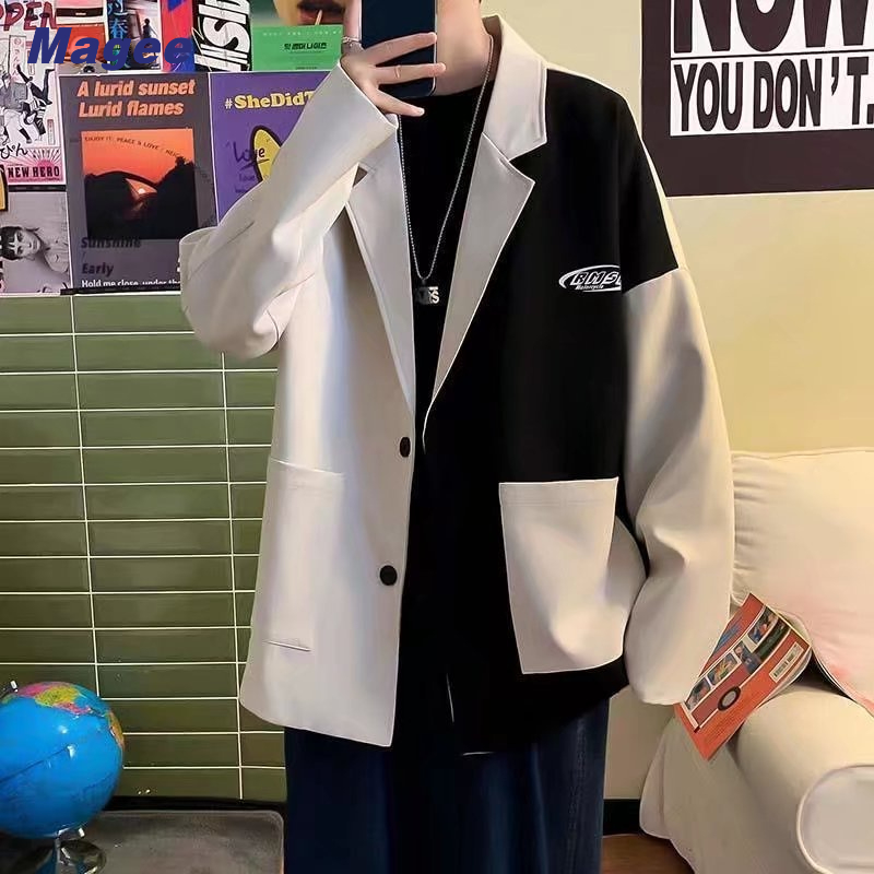 Magee Áo Khoác Thể Thao Phối Màu Trắng Đen Thời Trang Cho Nam