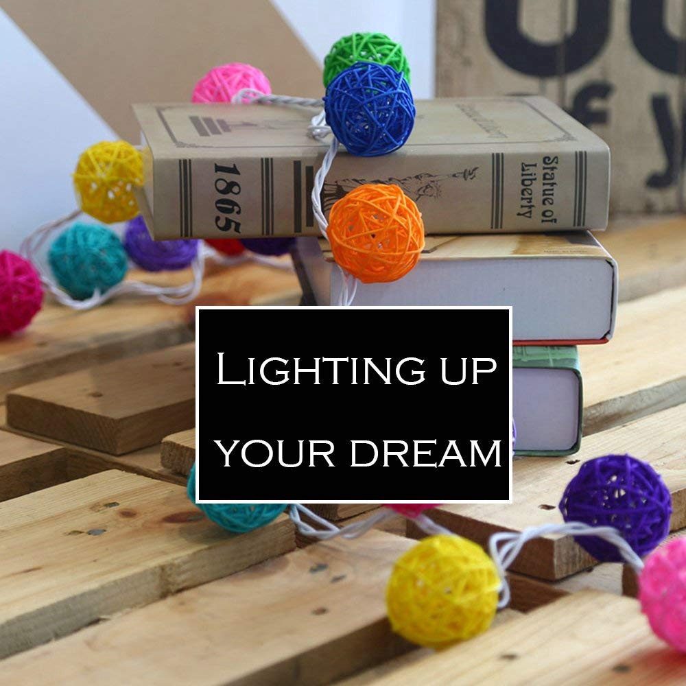 Dây Đèn Led 20 Bóng Hình Quả Cầu Mây Nhiều Màu Trang Trí Giáng Sinh