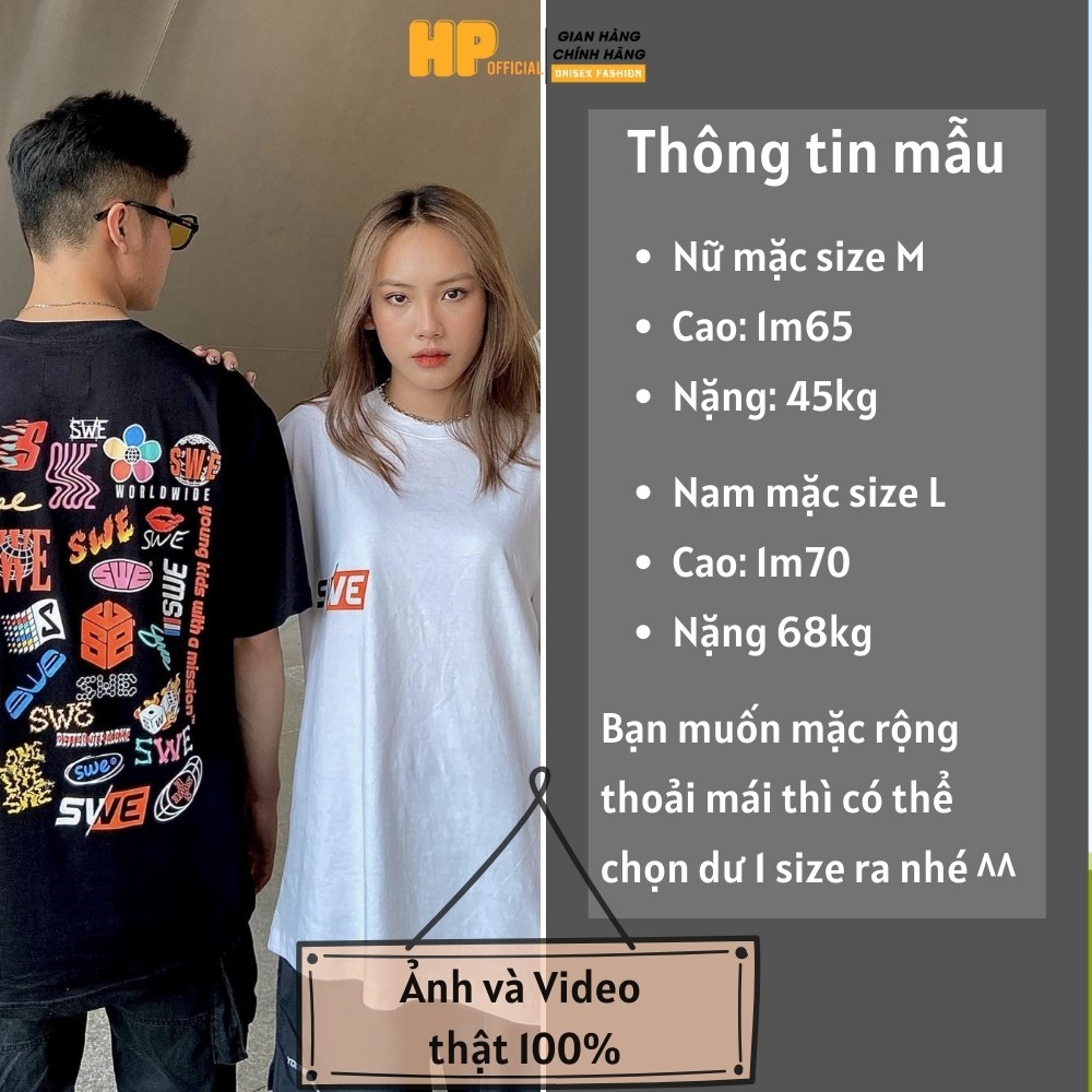 [Xả Kho] Áo thun tay lỡ SWE form rộng Unisex nam nữ phong cách Ulzzang - AT06 - Happy Style