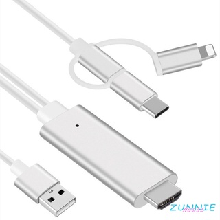 Dây cáp chuyển đổi cổng Micro USB, Type C, Lightning sang cổng HDMI 3in1