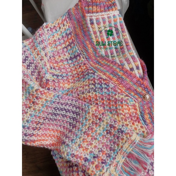 Áo khoác cardigan len đan sợi 7 sắc cầu vồng hàng Quảng CHâu cao cấp
