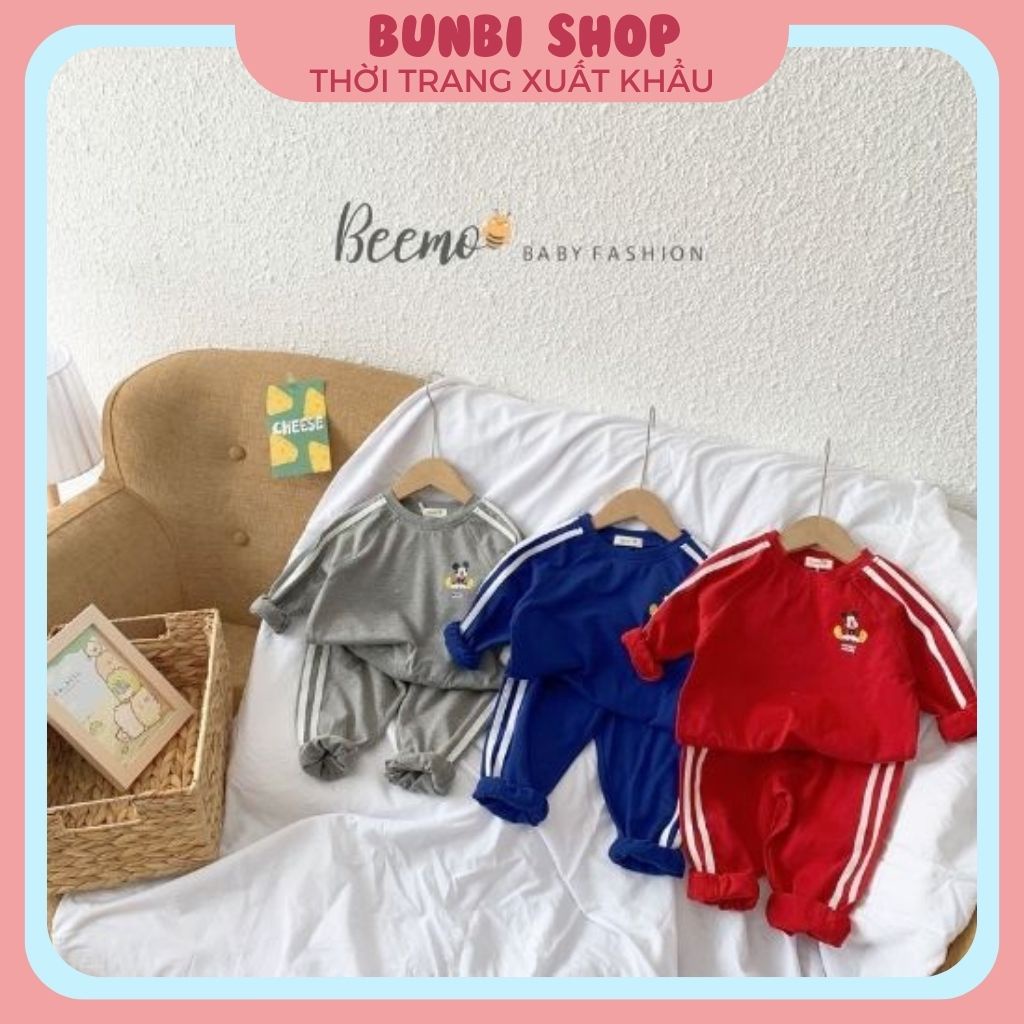 Sét bộ thu đông cho bé, bộ thể thao Mickey 3 màu chất cotton dày dặn siêu đẹp,Hàng thiết kế Beemo chuẩn
