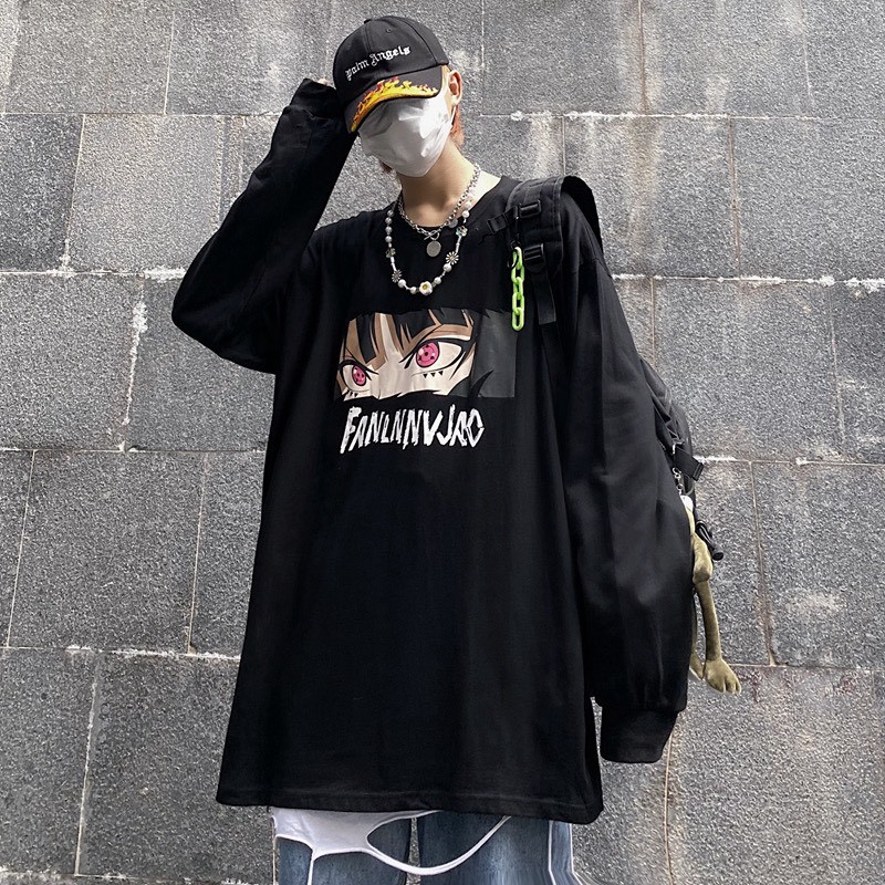 Áo thun tay dài form rộng FANLNNVJAO NEKO.SG, Áo thun Streetwear Ulzzang SWT51