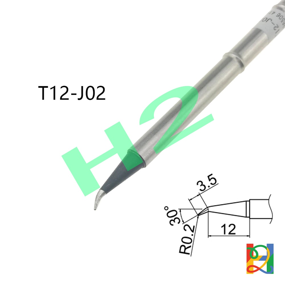 Mũi hàn T12, đầu mỏ hàn T12-J02 loại tốt, tip hàn đầu cong mũi nhọn