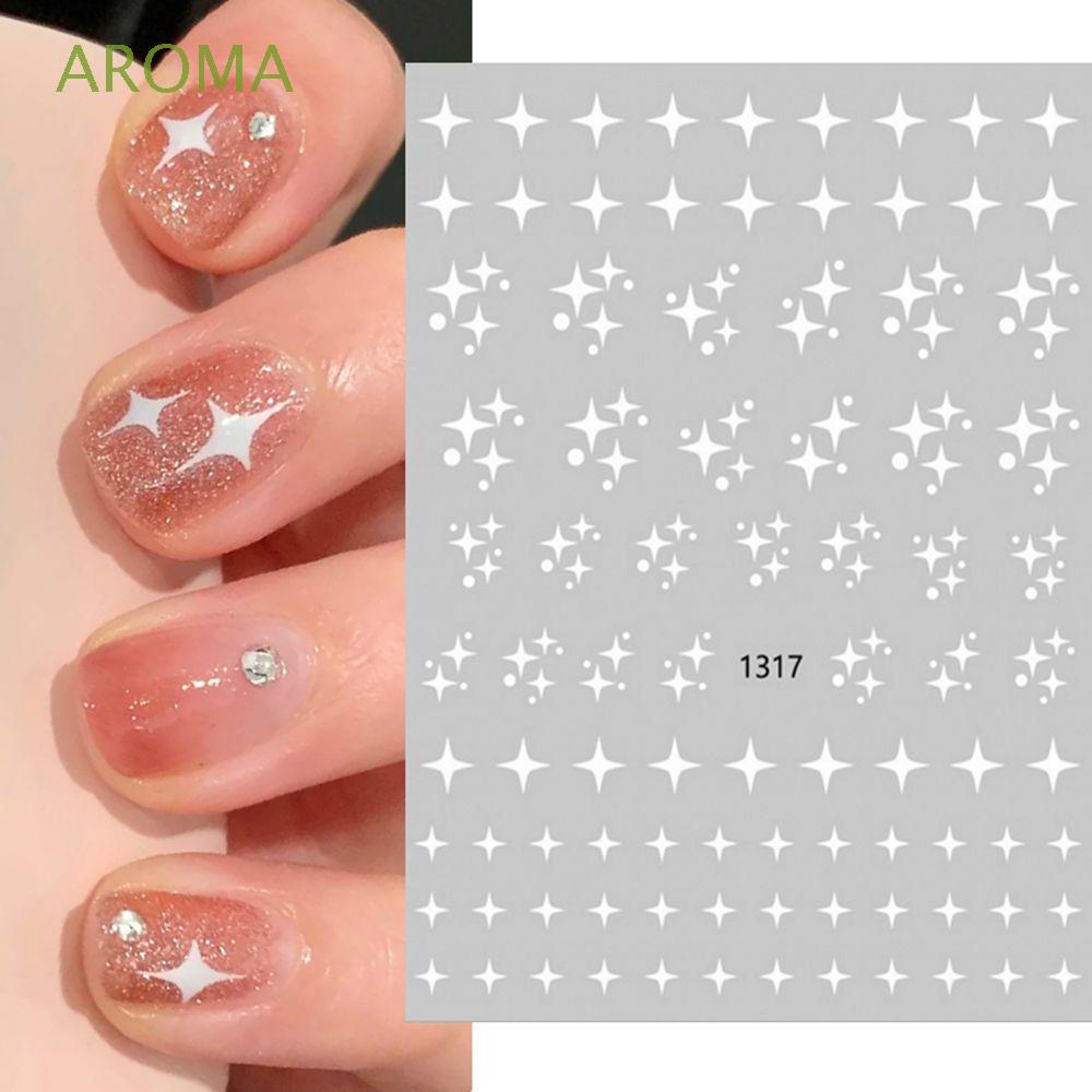 [Hàng mới về] Tờ miếng dán trang trí móng tay nghệ thuật DIY hình mặt trăng đám mây trắng 3D thời trang độc đáo
