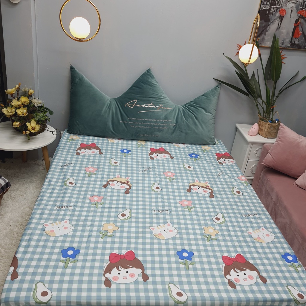 (Giá sốc) Ga (Drap) chống thấm cotton TPU cao cấp mẫu Vũ trụ Space cho gia đình có trẻ nhỏ, người già không nóng, ko bí