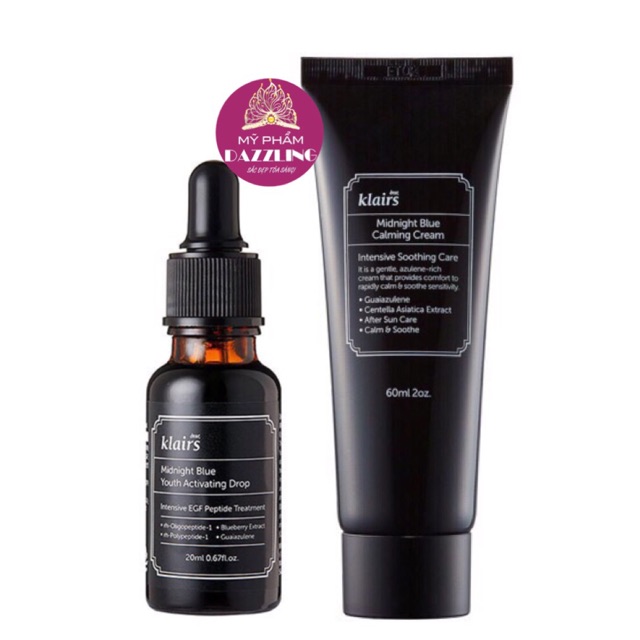 [Chính Hãng] Combo Serum + Kem Dưỡng Phục Hồi Da Dear Klairs Midnight Blue Mẫu Mới