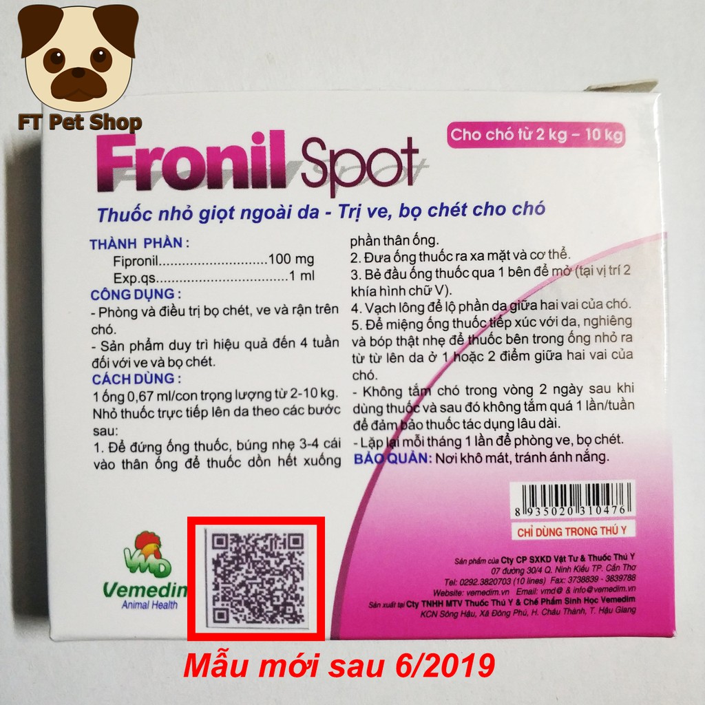 Thuốc Nhỏ Gáy Trị Ve Rận Bọ Chét Cho Chó Fronil Spot 1 Hộp 5 Ống