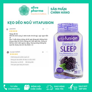 [Hàng Mỹ] Kẹo mâm xôi Vitafusion Beauty Sleep Melatonin 90v - Hỗ Trợ Ngủ Ngon - Dành cho người mất ngủ khó ngủ