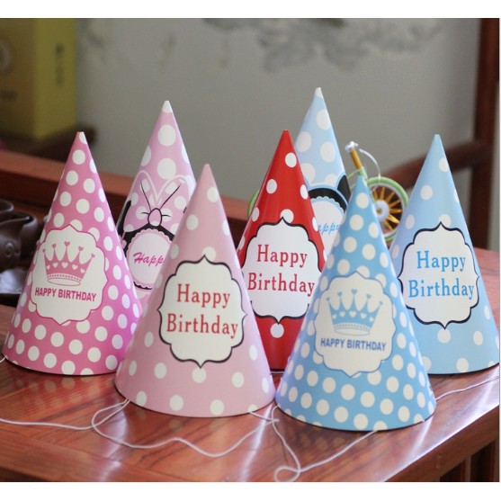 Mũ sinh nhật bảy sắc cầu vồng Happybirthday nhiều màu cho các bé trai gái