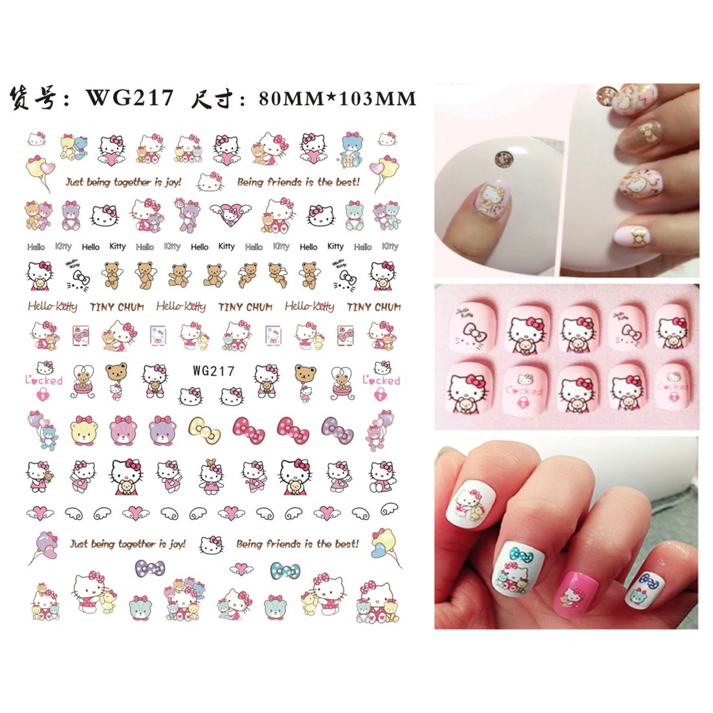 Miếng Dán Móng Tay Tự Dính Họa Tiết Sumikkogurashi Dễ Thương Cho Bé Gái