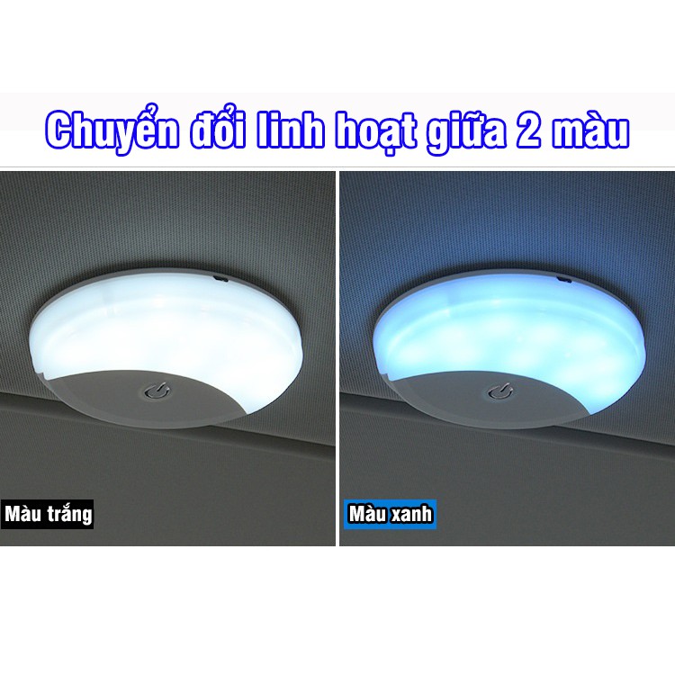 Đèn Led cảm ứng dán trần ô tô 2 chế độ thông minh ánh sáng trắng và xanh- TC AUTO