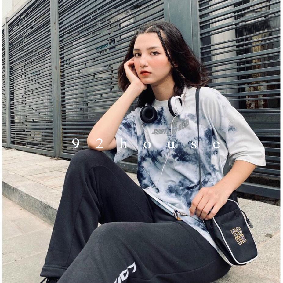 Áo phông nam nữ / Áo loang màu in chữ THE SHIRT form rộng tay lỡ