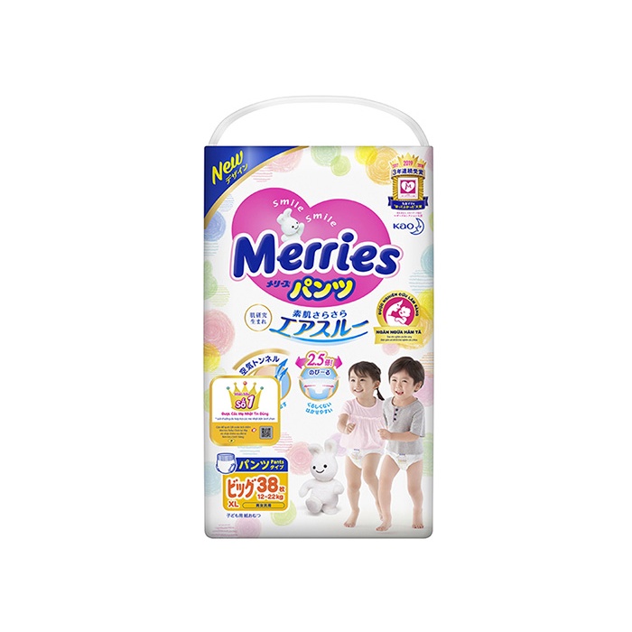 Bỉm quần Merries XL38 Nhật Bản (cho bé từ 12-22kg)