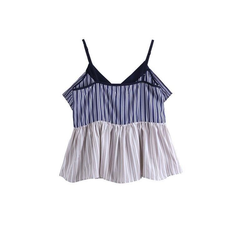 Áo Sơ Mi Voan Không Tay Dáng Rộng Họa Tiết Kẻ Sọc Thời Trang Mùa Hè Hàn Quốc Dành Cho Nữ