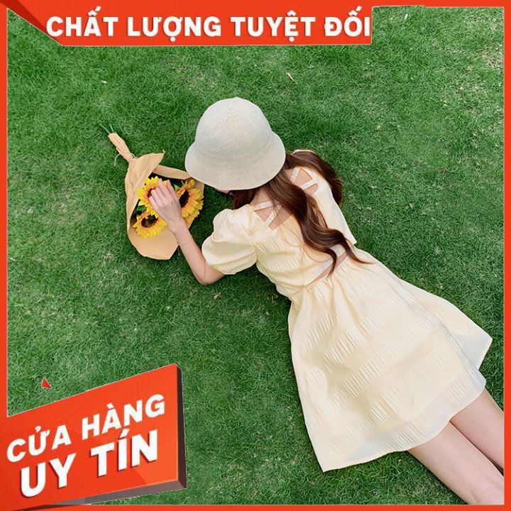 Đầm voan xếp ly đơn giản ngày hè 2021 với váy chữ A tay lỡ