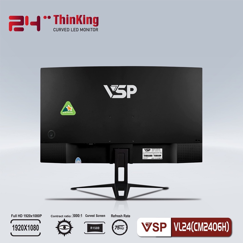 Màn Hình Máy Tính 24 inch Cong VSP, 75Hz, FHD Cổng Kết Nối VGA, HDMI - Chính Hãng Bảo Hành 24 Tháng
