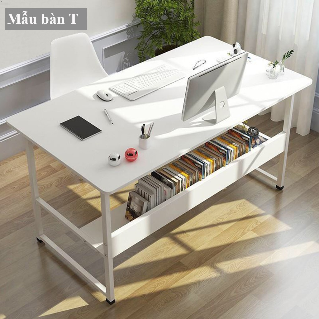 Bàn làm việc kết hợp giá sách kích thước 1,2m &1m khung sắt sơn tĩnh điện chắc chắn, lắp ghép dễ dàng full phụ kiện