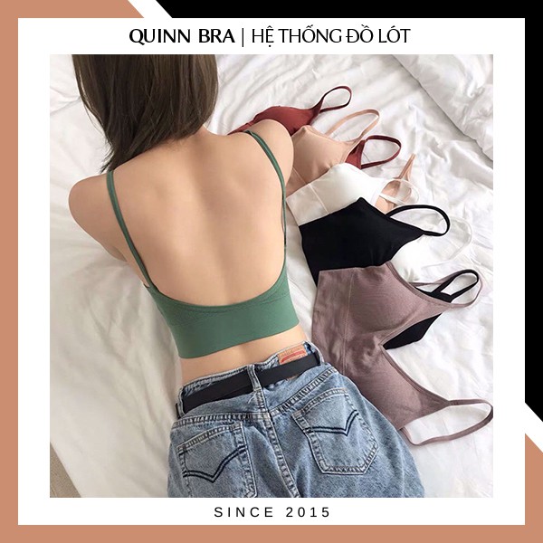 Bra Tăm Gân Khoét Hở Lưng Chữ U loại 1 không gọng kèm đệm mút QUINN BRA AB367 - Áo Lót croptop hot trend cao cấp hai dây