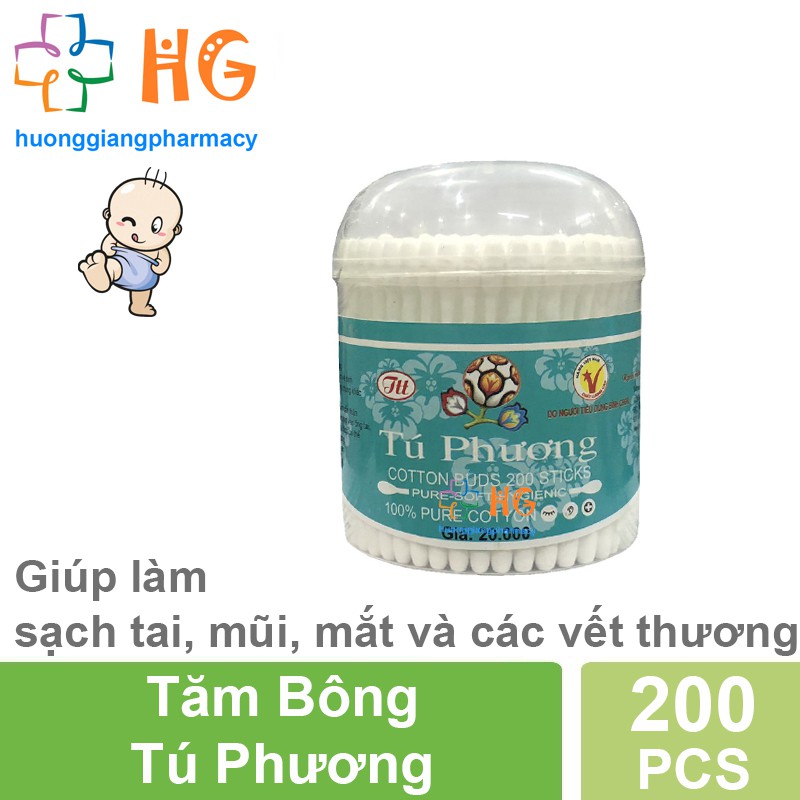 Tăm bông Tú Phương (Lọ 200 que) (Dành cho người lớn)