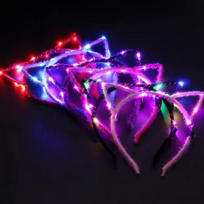 Bờm tai mèo đèn led phát sáng băng đô cài tóc cosplay tiktok noel christmas giáng sinh trung thu sinh nhật phát sáng