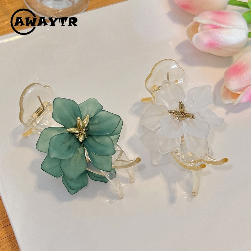 Kẹp Tóc Càng Cua Bằng Nhựa Hình Hoa Đơn Giản Thời Trang Cho Nữ