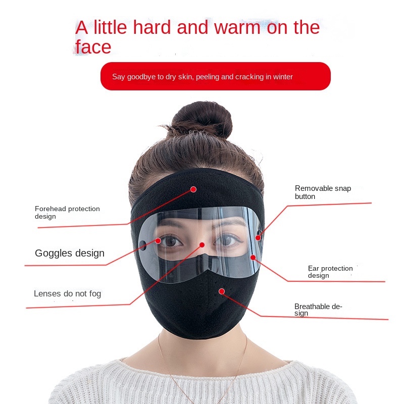 Mặt Nạ Trùm Đầu Chống Bụi Bằng Vải Lông Cừu Thoáng Khí Kèm Kính Bảo Hộ HD