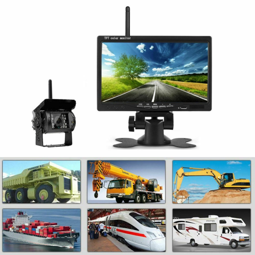 Camera lùi không dây kèm màn hình 7 inch, có hồng ngoại sử dụng ban đêm 12v-24v